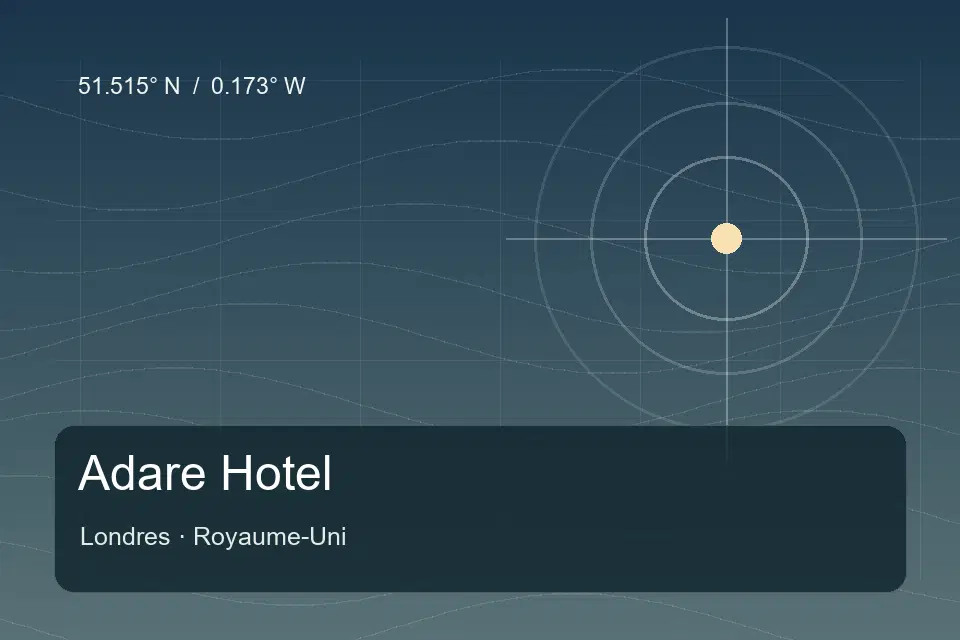 Illustrated geographic marker for Adare Hotel in London