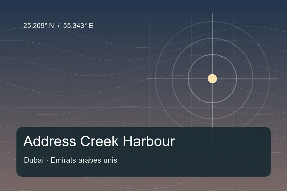 Illustrated geographic marker for Address Creek Harbour in Dubai