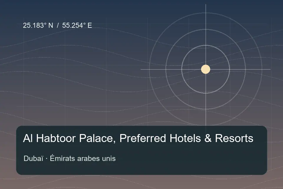 Illustrated geographic marker for Al Habtoor Palace, Preferred Hotels & Resorts in Dubai
