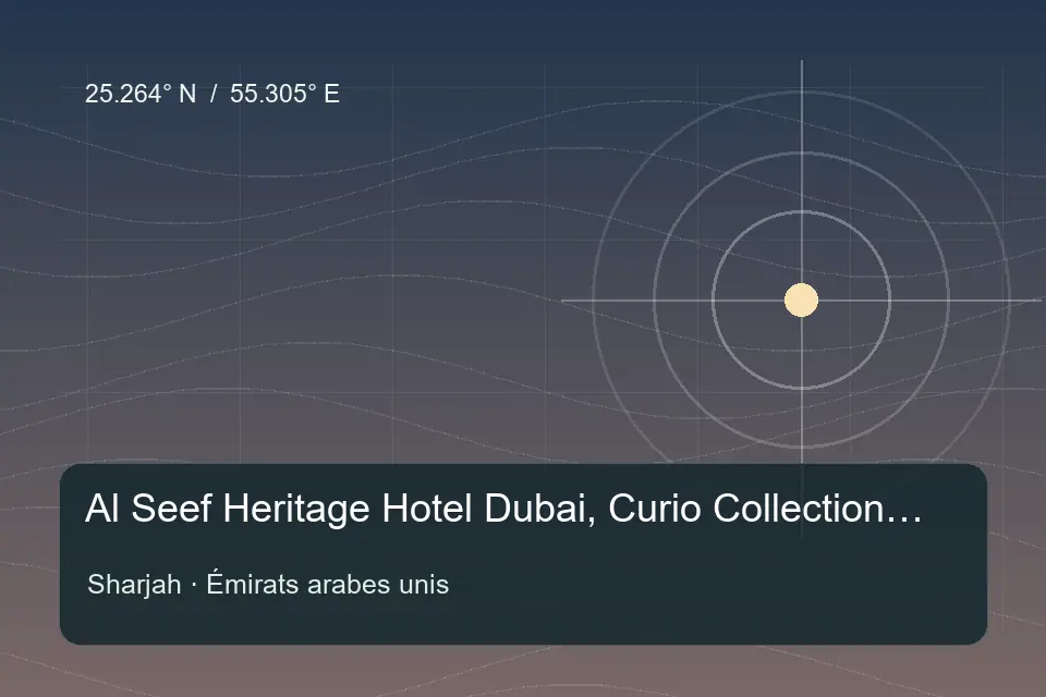 Illustrated geographic marker for Al Seef Heritage Hotel Dubai, Curio Collection by Hilton in Sharjah