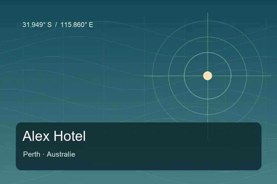 Referencia geográfica ilustrada de Alex Hotel en Perth