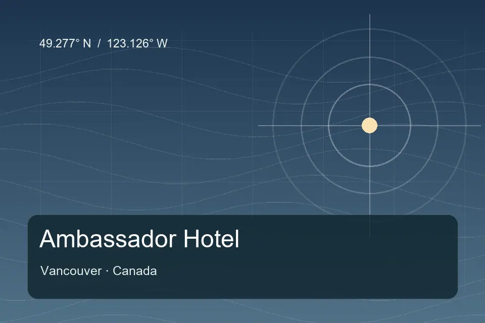 Referência geográfica ilustrada de Ambassador Hotel em Vancouver