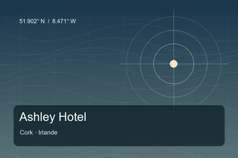 Riferimento geografico illustrato di Ashley Hotel a Cork