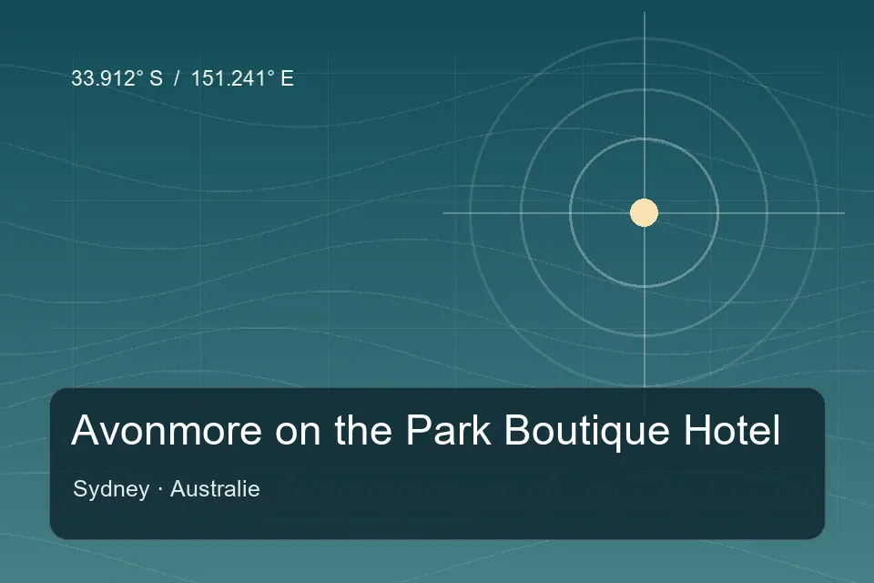 Illustrated geographic marker for Avonmore on the Park Boutique Hotel in Sydney