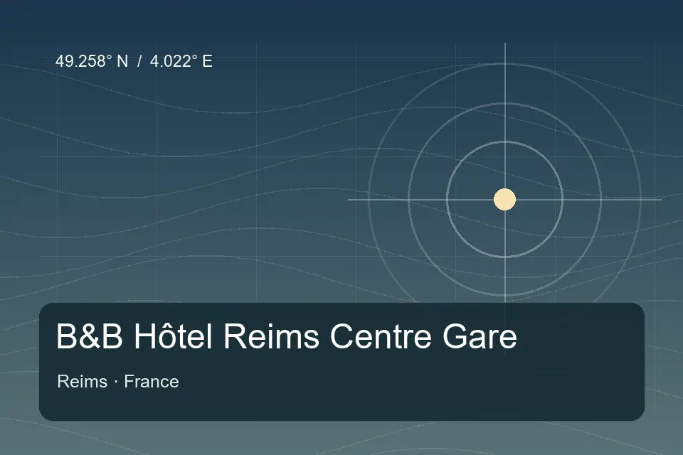 Illustrated geographic marker for B&B Hôtel Reims Centre Gare in Reims