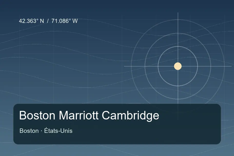 Illustrated geographic marker for Boston Marriott Cambridge in Boston