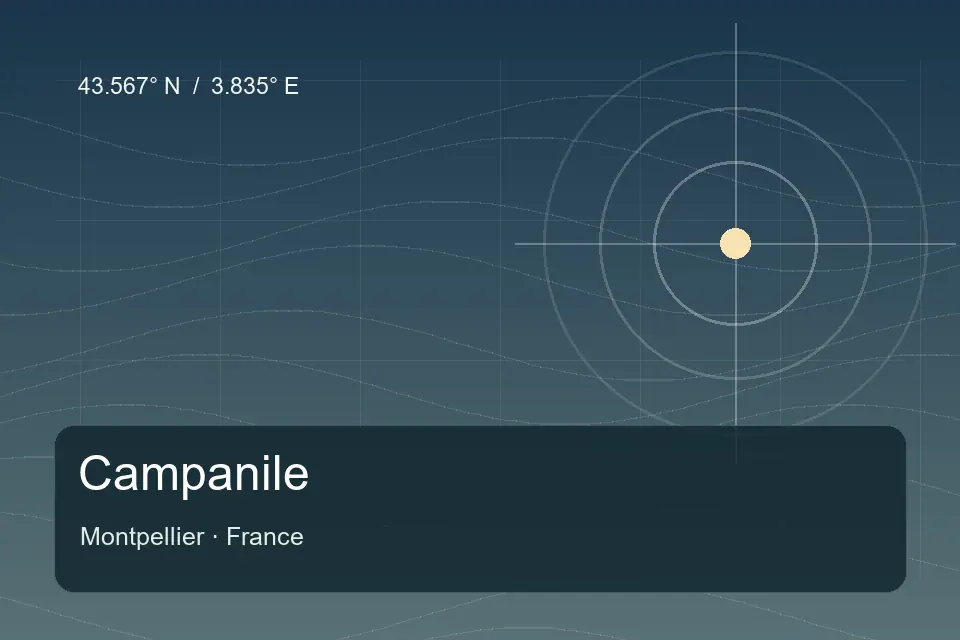 Referência geográfica ilustrada de Campanile em Montpellier