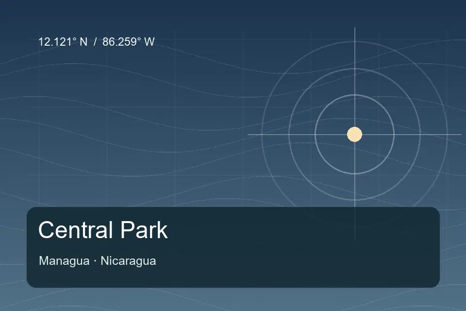 Referência geográfica ilustrada de Central Park em Managua