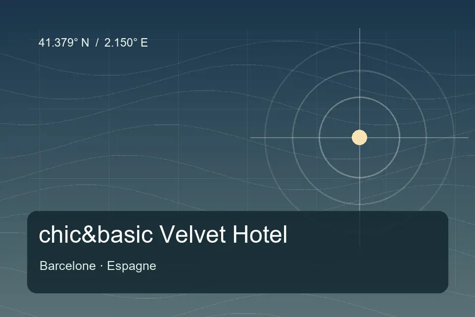Illustrated geographic marker for chic&basic Velvet Hotel in Barcelona