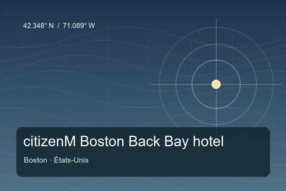 Illustrated geographic marker for citizenM Boston Back Bay hotel in Boston