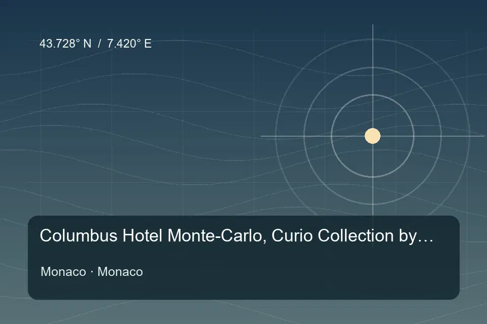 Riferimento geografico illustrato di Columbus Hotel Monte-Carlo, Curio Collection by Hilton a Monaco