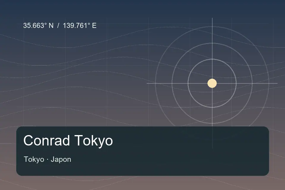 Illustrated geographic marker for Conrad Tokyo in Tokyo