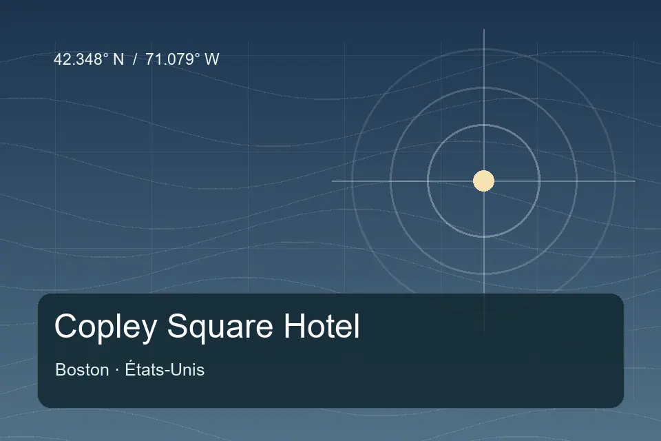 Illustrated geographic marker for Copley Square Hotel in Boston