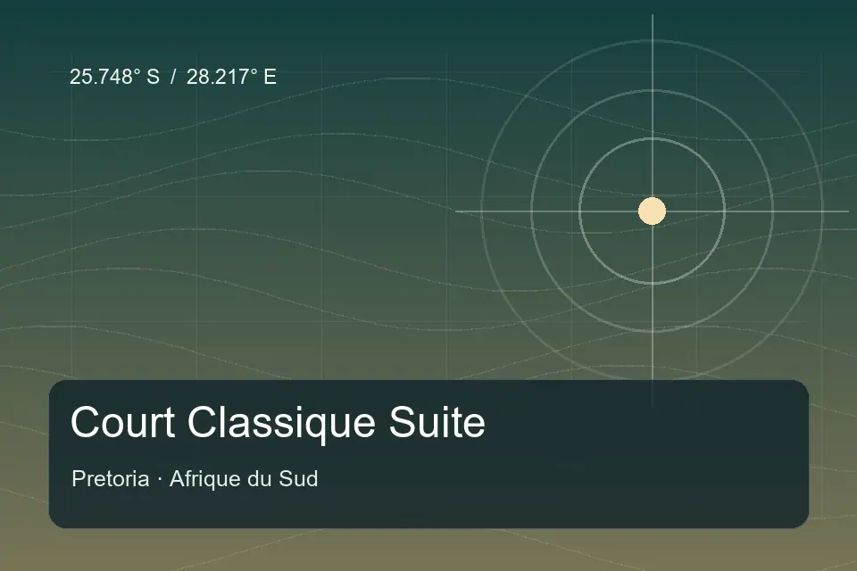 Illustrated geographic marker for Court Classique Suite in Pretoria