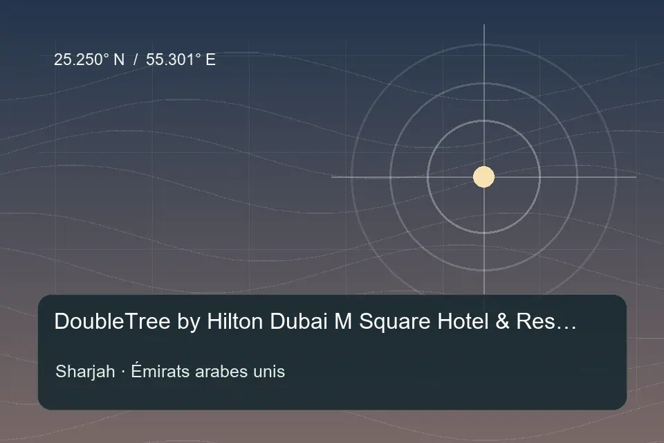 Illustrated geographic marker for DoubleTree by Hilton Dubai M Square Hotel & Residences in Sharjah