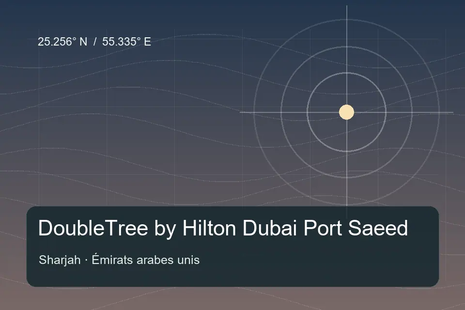 Illustrated geographic marker for DoubleTree by Hilton Dubai Port Saeed in Sharjah