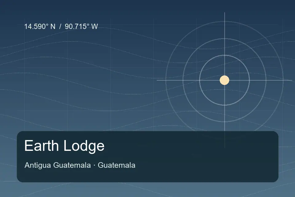 Illustrated geographic marker for Earth Lodge in Antigua Guatemala