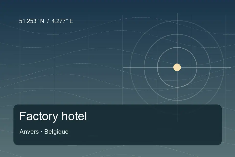 Riferimento geografico illustrato di Factory hotel a Anvers