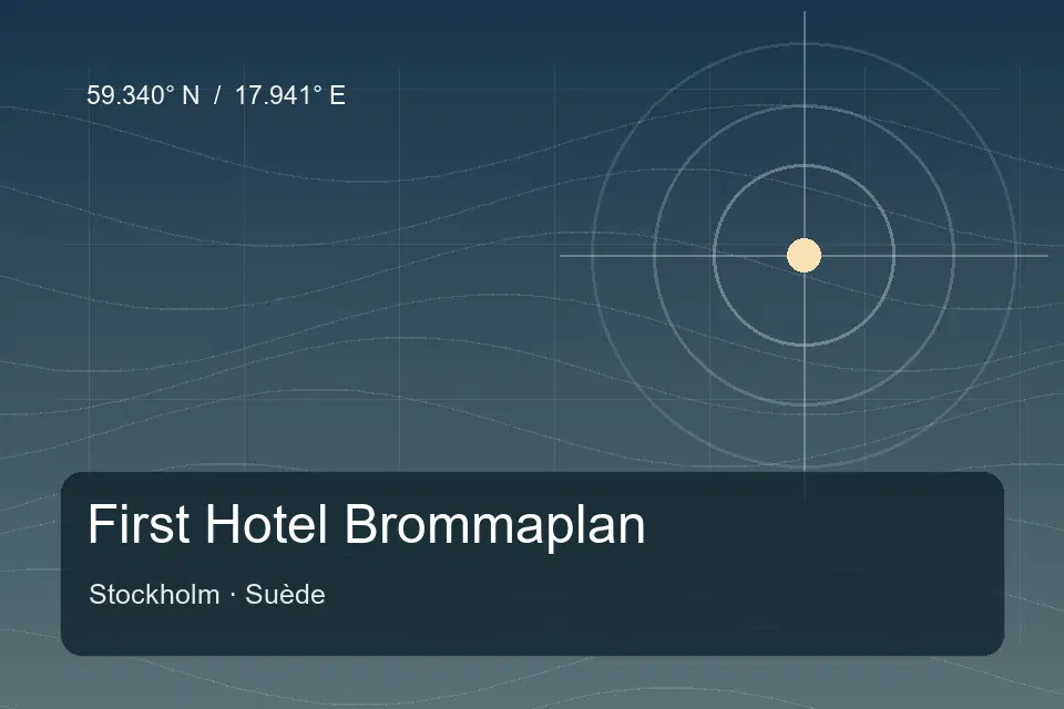 Riferimento geografico illustrato di First Hotel Brommaplan a Stockholm