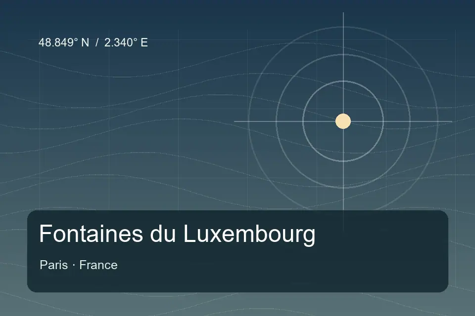 Illustrated geographic marker for Fontaines du Luxembourg in Paris