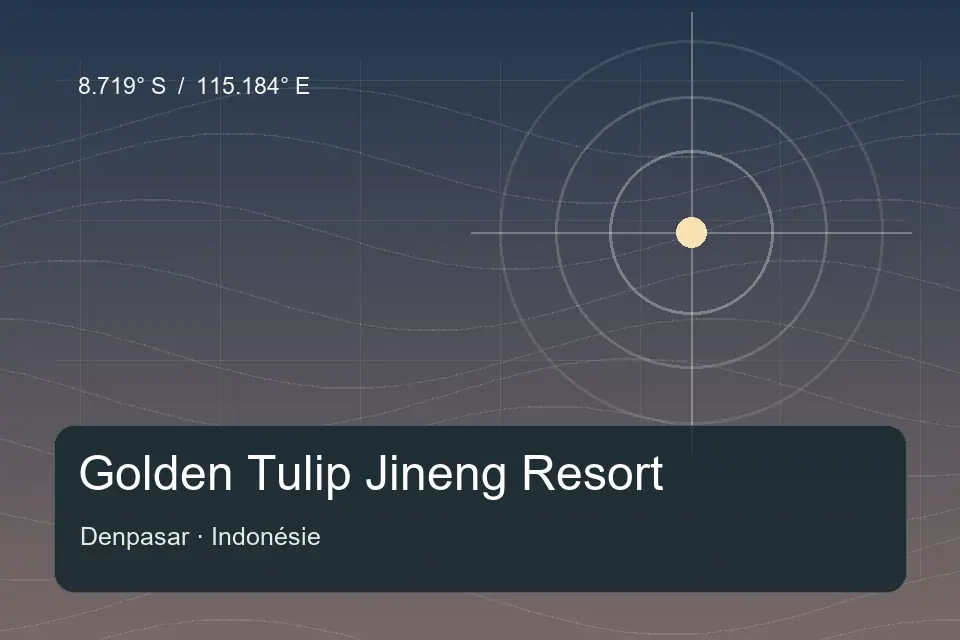 Illustrated geographic marker for Golden Tulip Jineng Resort in Denpasar