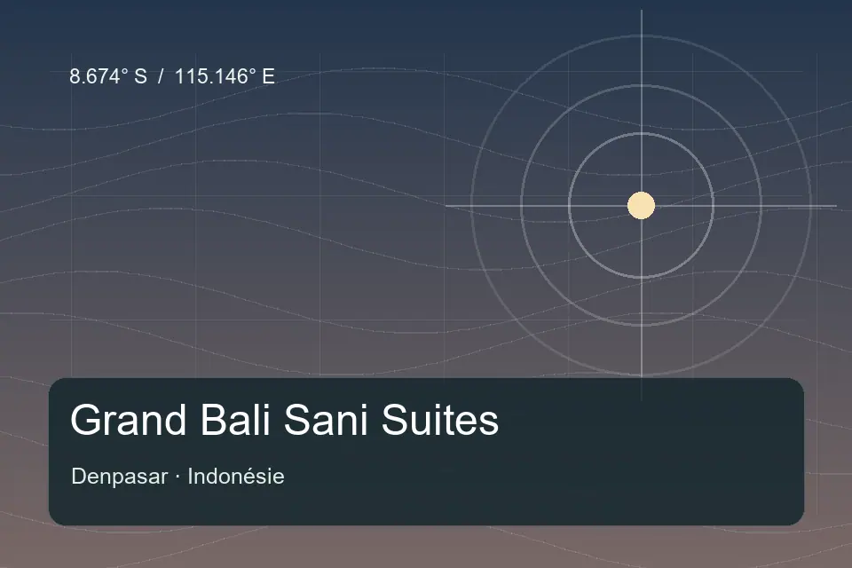 Illustrated geographic marker for Grand Bali Sani Suites in Denpasar