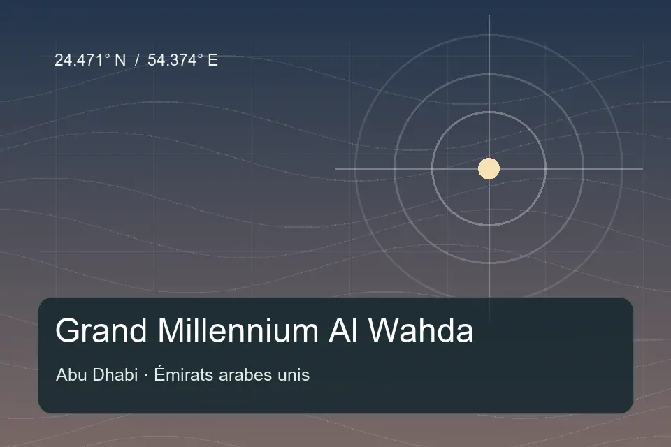 Illustrated geographic marker for Grand Millennium Al Wahda in Abu Dhabi