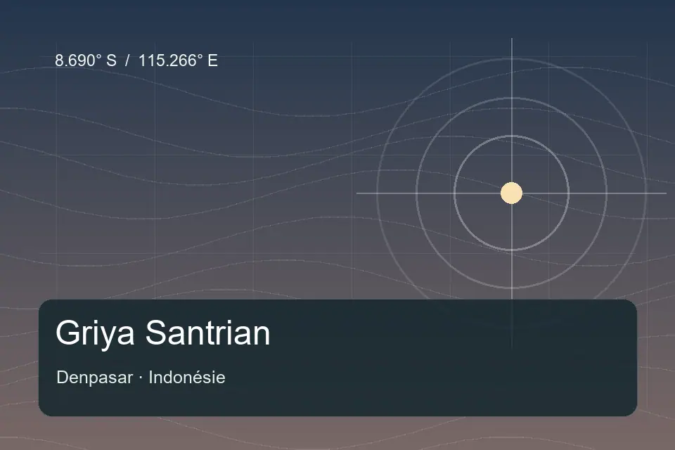 Illustrated geographic marker for Griya Santrian in Denpasar