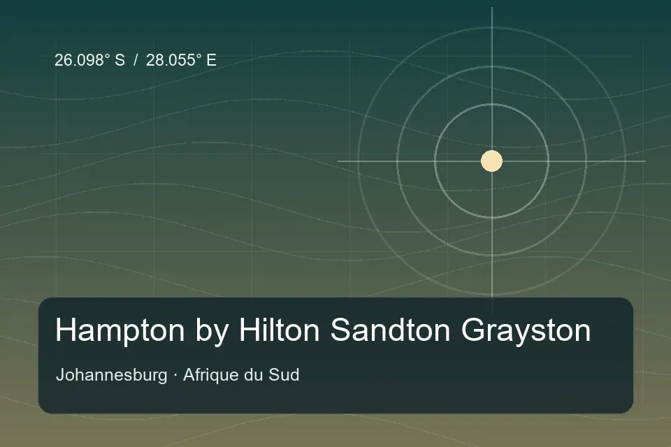 Illustrated geographic marker for Hampton by Hilton Sandton Grayston in Johannesburg