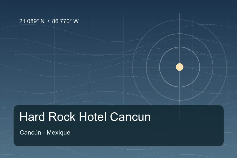 Riferimento geografico illustrato di Hard Rock Hotel Cancun a Cancún