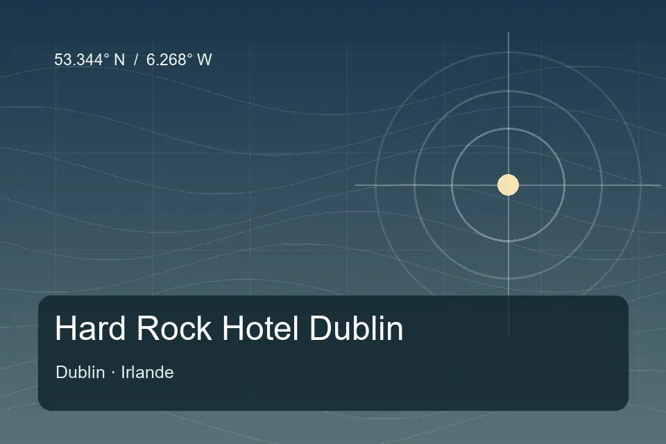 Illustrated geographic marker for Hard Rock Hotel Dublin in Dublin