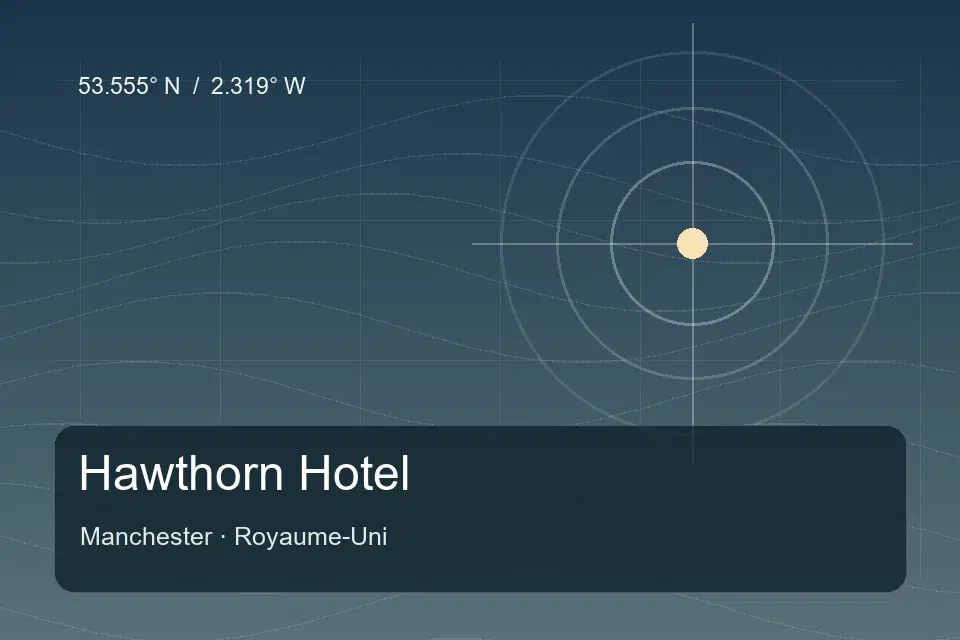 Illustrierter geografischer Orientierungspunkt für Hawthorn Hotel in Manchester