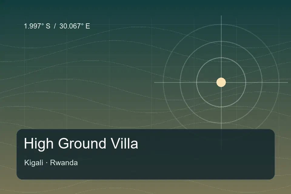 Illustrated geographic marker for High Ground Villa in Kigali