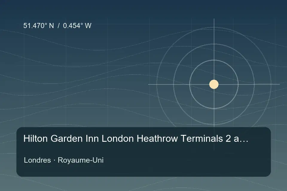 Illustrated geographic marker for Hilton Garden Inn London Heathrow Terminals 2 and 3 in London
