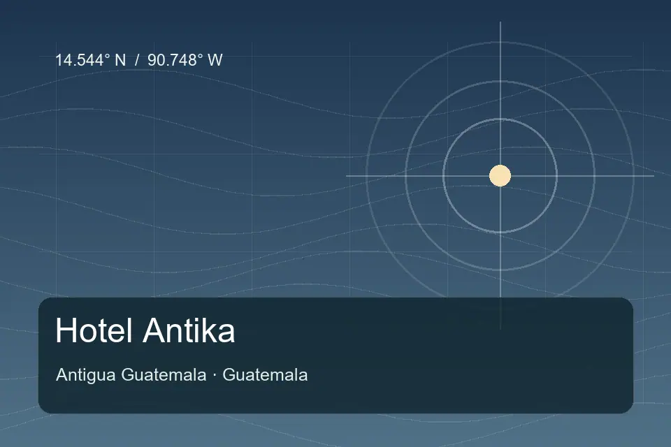 Illustrated geographic marker for Hotel Antika in Antigua Guatemala