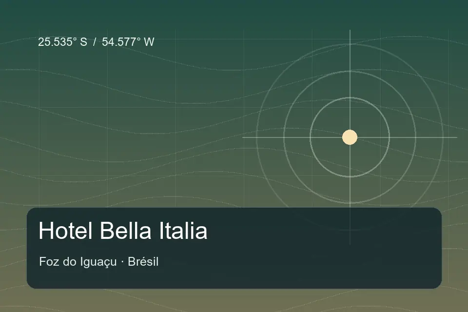Illustrated geographic marker for Hotel Bella Italia in Foz do Iguaçu