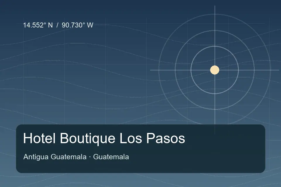 Illustrated geographic marker for Hotel Boutique Los Pasos in Antigua Guatemala