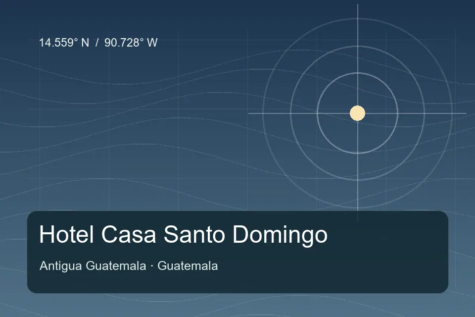 Illustrated geographic marker for Hotel Casa Santo Domingo in Antigua Guatemala