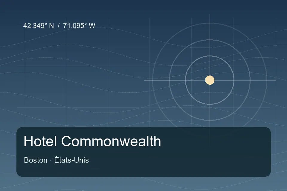 Illustrated geographic marker for Hotel Commonwealth in Boston