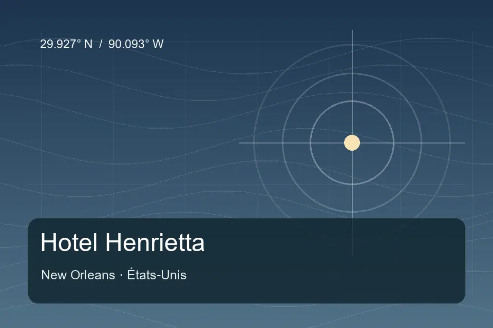 Illustrated geographic marker for Hotel Henrietta in New Orleans