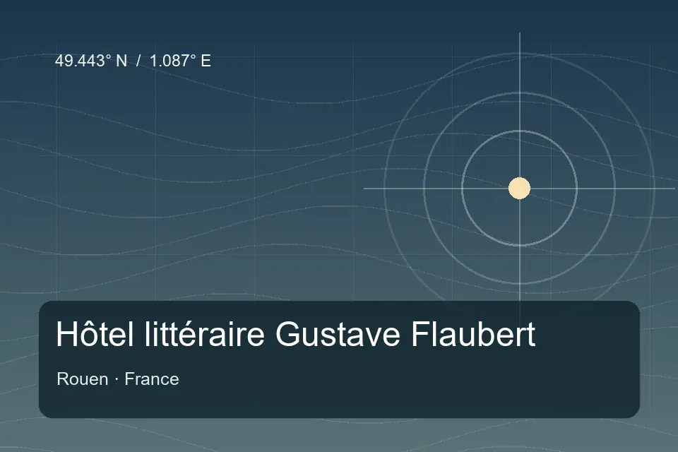 Illustrated geographic marker for Hôtel littéraire Gustave Flaubert in Rouen