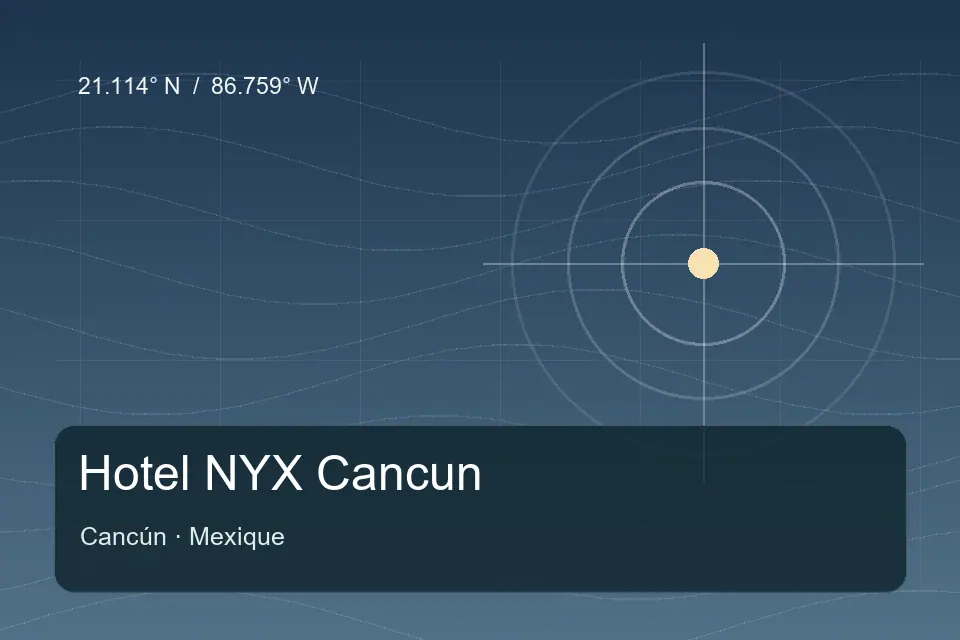 Riferimento geografico illustrato di Hotel NYX Cancun a Cancún