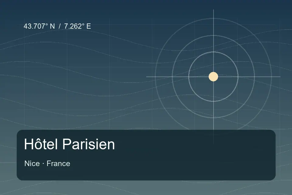 Riferimento geografico illustrato di Hôtel Parisien a Nice