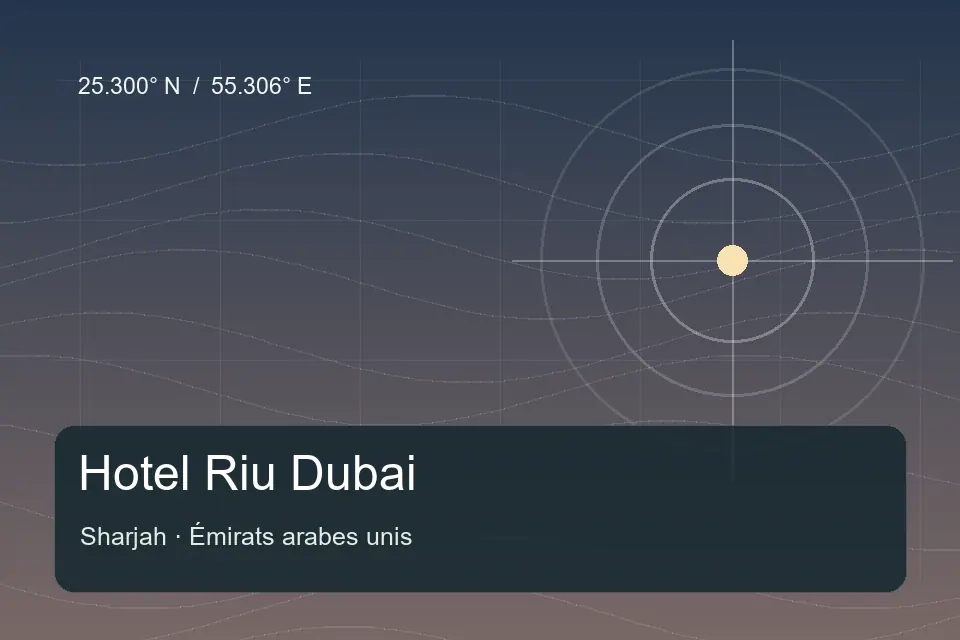 Illustrated geographic marker for Hotel Riu Dubai in Sharjah