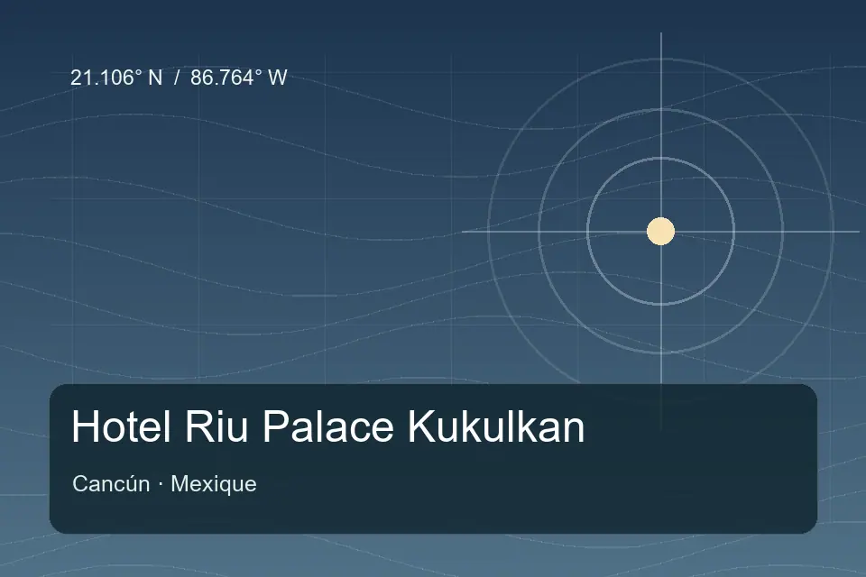 Riferimento geografico illustrato di Hotel Riu Palace Kukulkan a Cancún