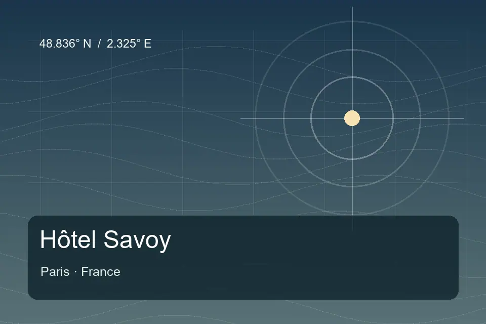 Illustrated geographic marker for Hôtel Savoy in Paris