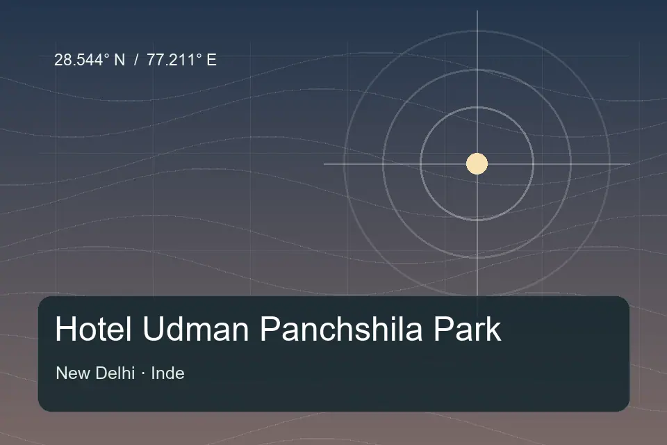 Riferimento geografico illustrato di Hotel Udman Panchshila Park a New Delhi