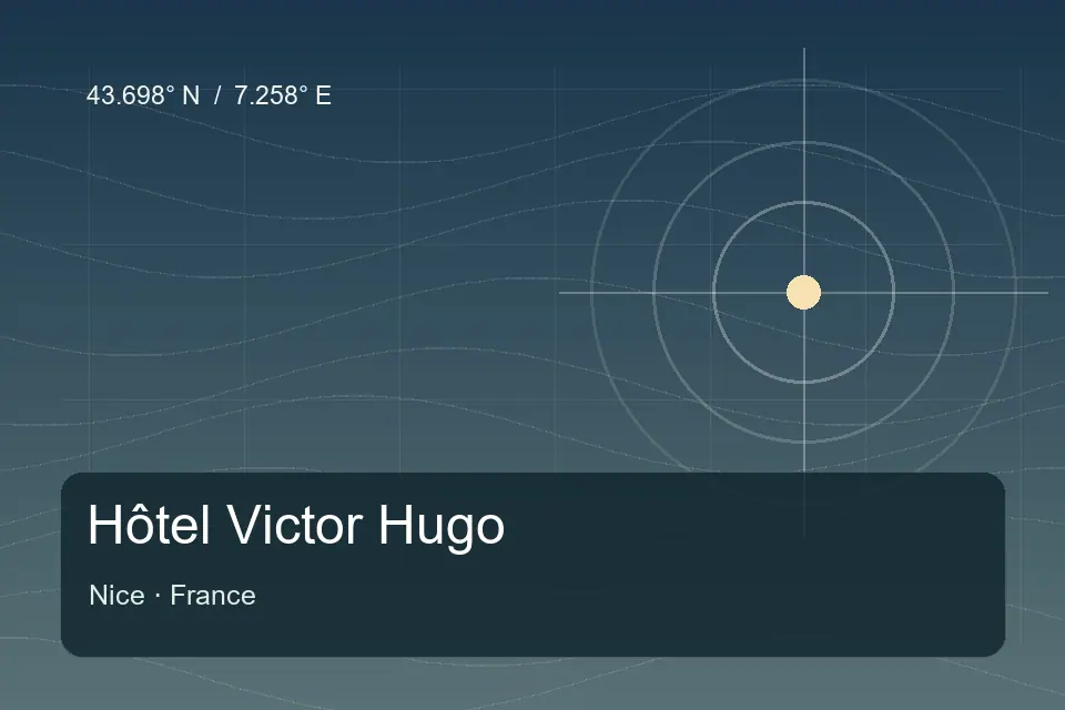 Riferimento geografico illustrato di Hôtel Victor Hugo a Nice