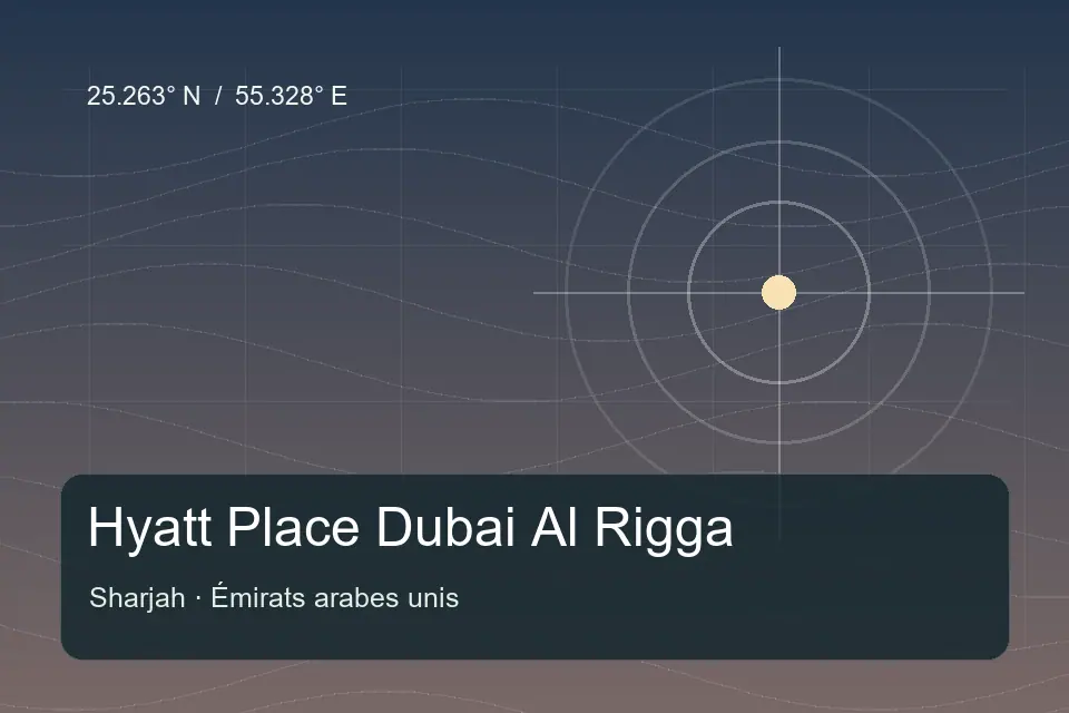 Illustrated geographic marker for Hyatt Place Dubai Al Rigga in Sharjah