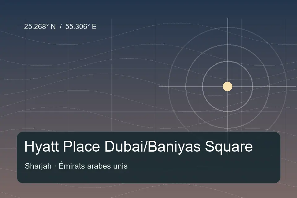 Illustrated geographic marker for Hyatt Place Dubai/Baniyas Square in Sharjah